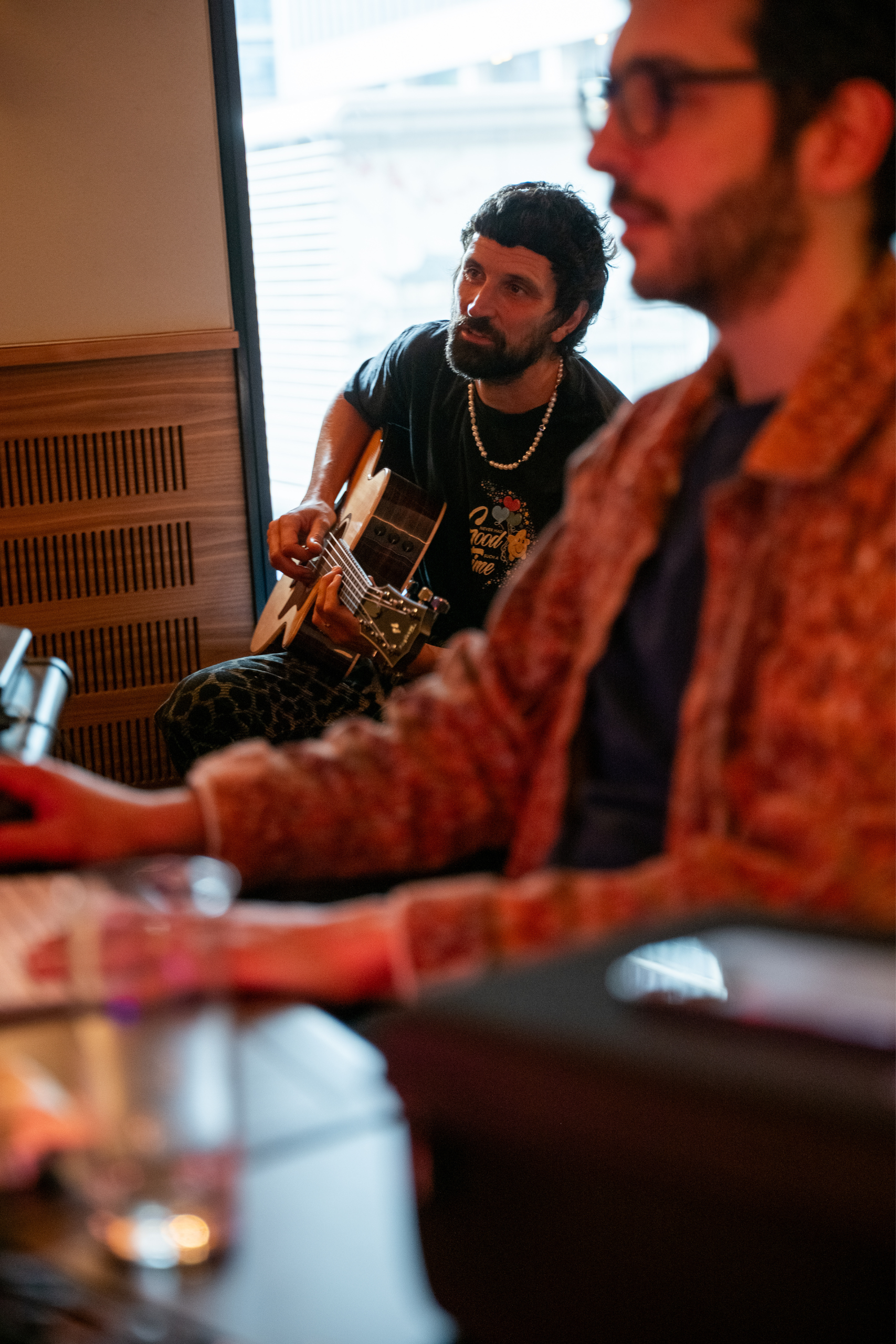 Two people in the studio